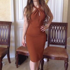 Zara Brown Burnt Orange Midi Dress